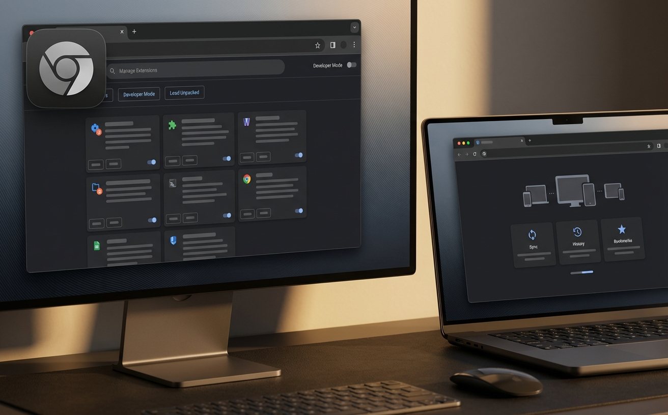 Chrome扩展程序商店与设备同步界面